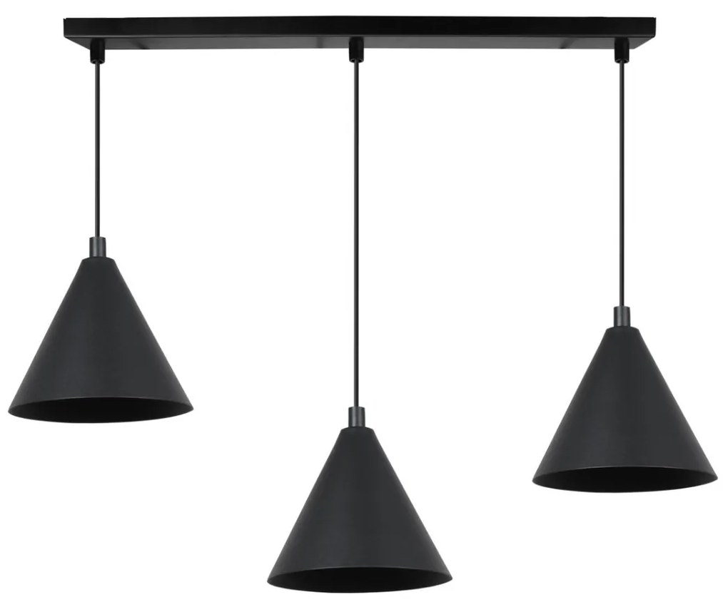 Závesné svietidlo Soho, 3x čierne kovové tienidlo, (fi 14cm)