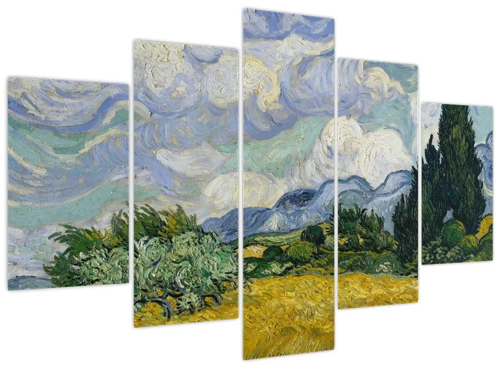 Obraz - Vincent van Gogh, Wheat Field with Cypresses, reprodukcia (150x105 cm)