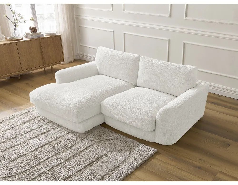 Biela ženilková rohová pohovka (ľavý roh/s leňoškou) Leonore – Bobochic Paris