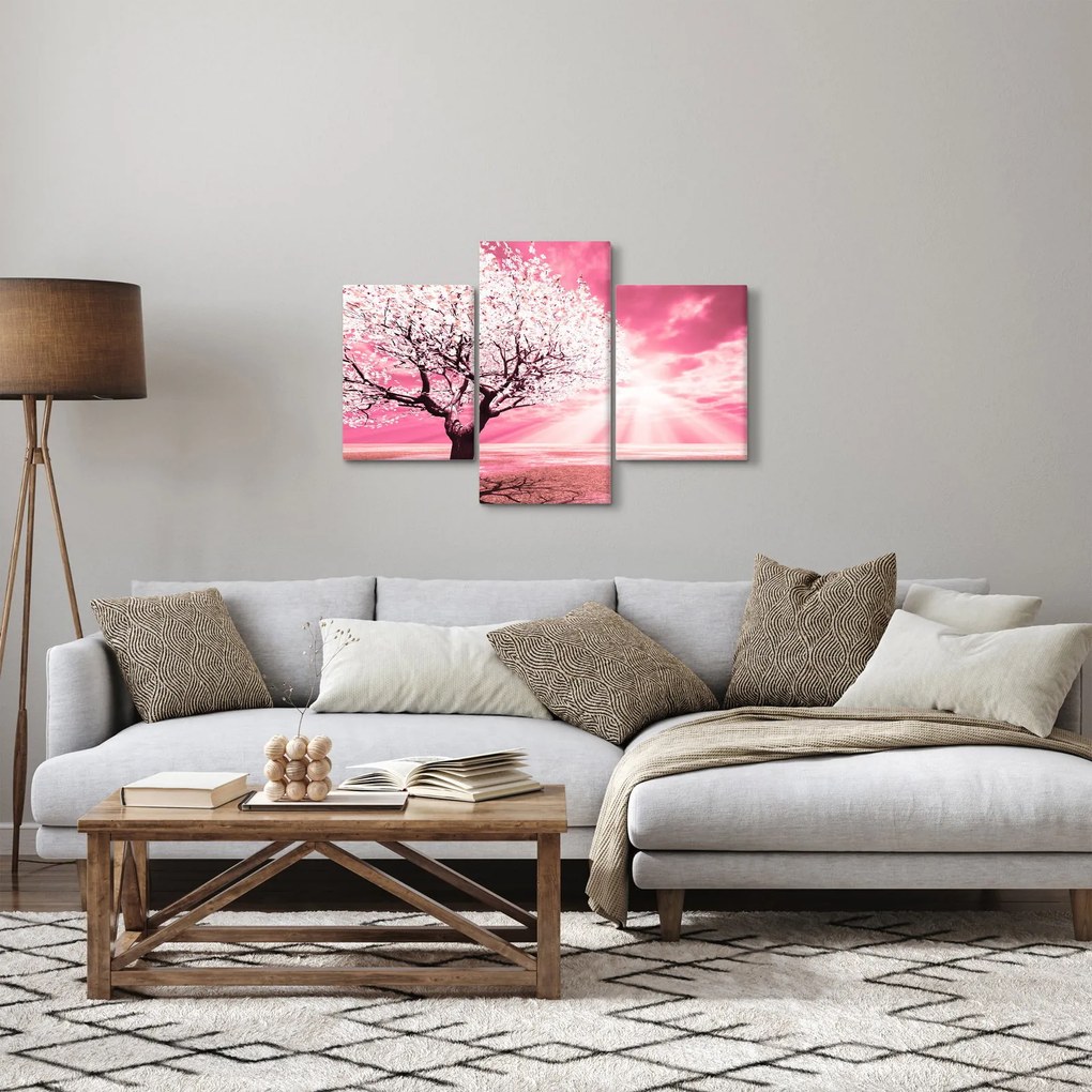 Ružový obraz stromu (90x60 cm)