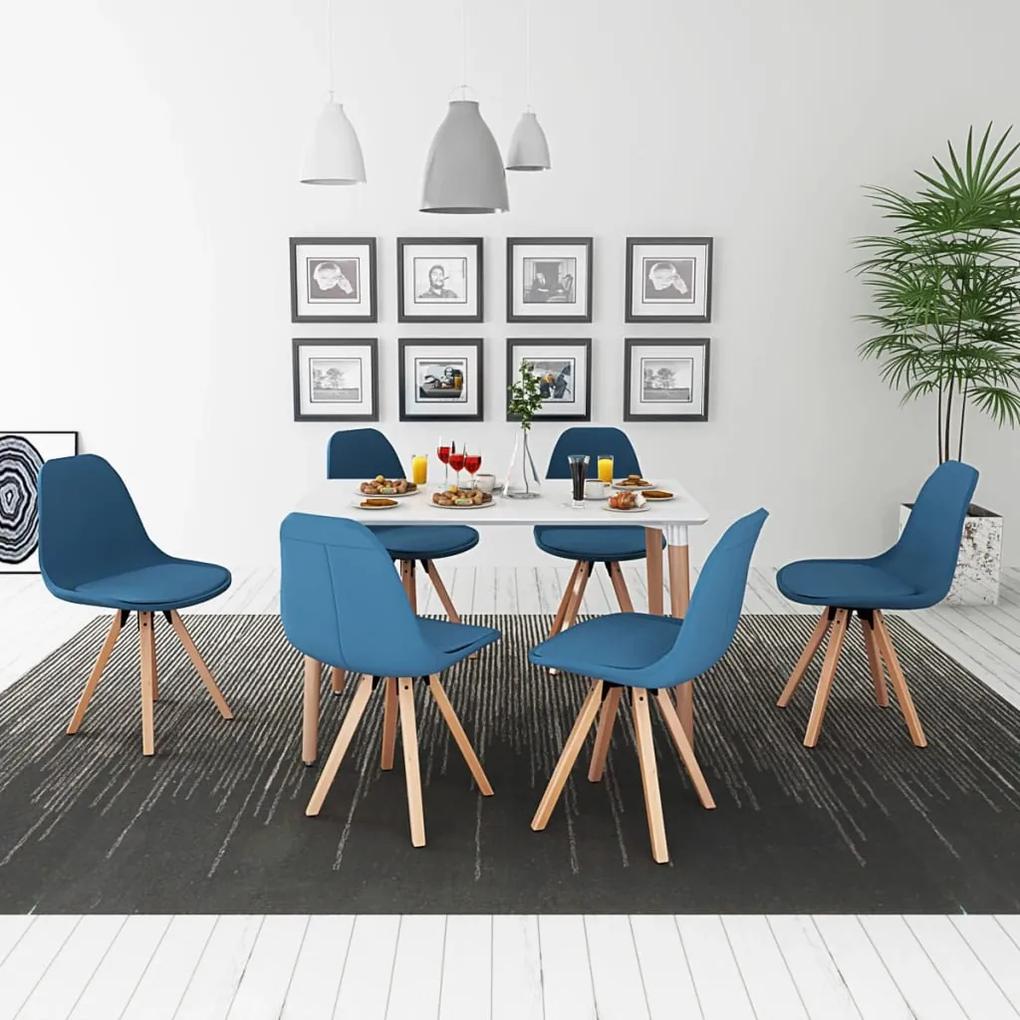 vidaXL 7-dielna jedálenská súprava stola a stoličiek, bielo-modrá