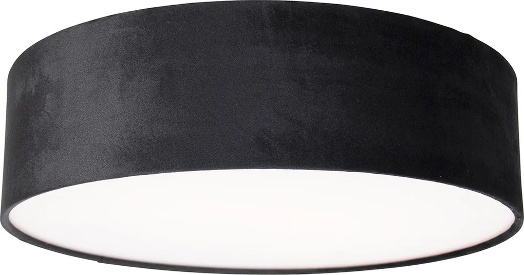 Moderné stropné svietidlo čierne 40 cm so zlatým vnútrom - Drum