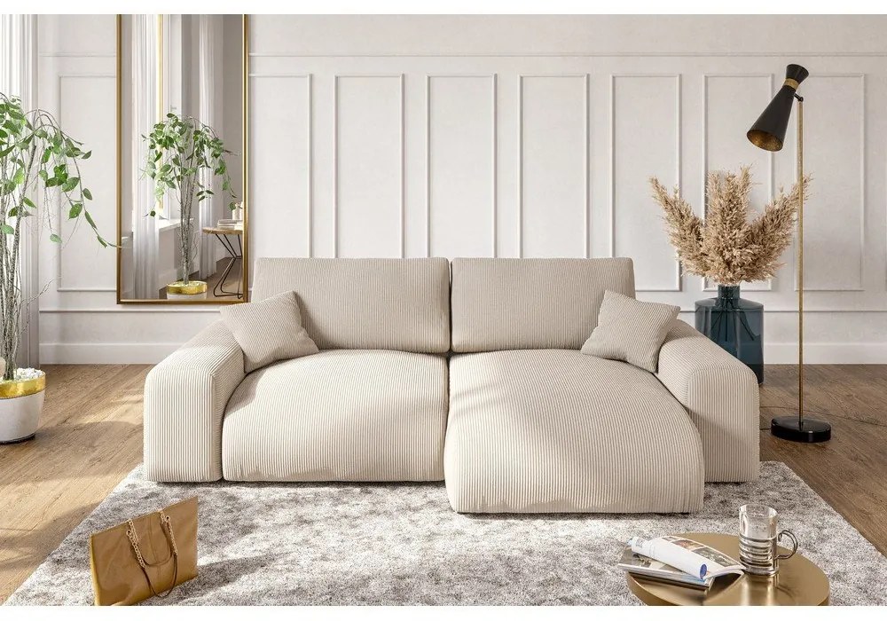 Béžová menčestrová rohová pohovka (variabilná) Justin – Ropez