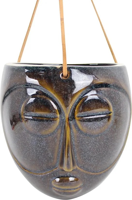 Sada 3 ks Hnedý závesný kvetináč Mask 16,5 × 13,6 × 17,9 cm, 66 cm