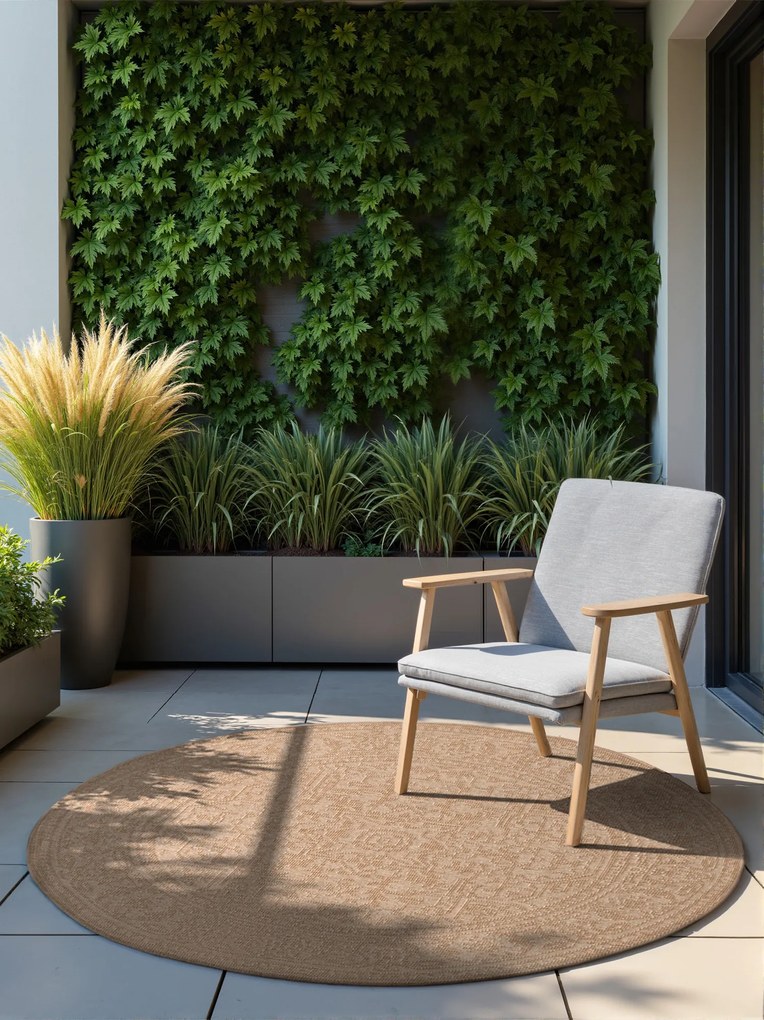 NORTHRUGS, Kusový koberec Duet Kona 106250 Beige/White kruh - na von aj na doma, 160x160 (priemer) kruh, béžová, chodba / predsieň