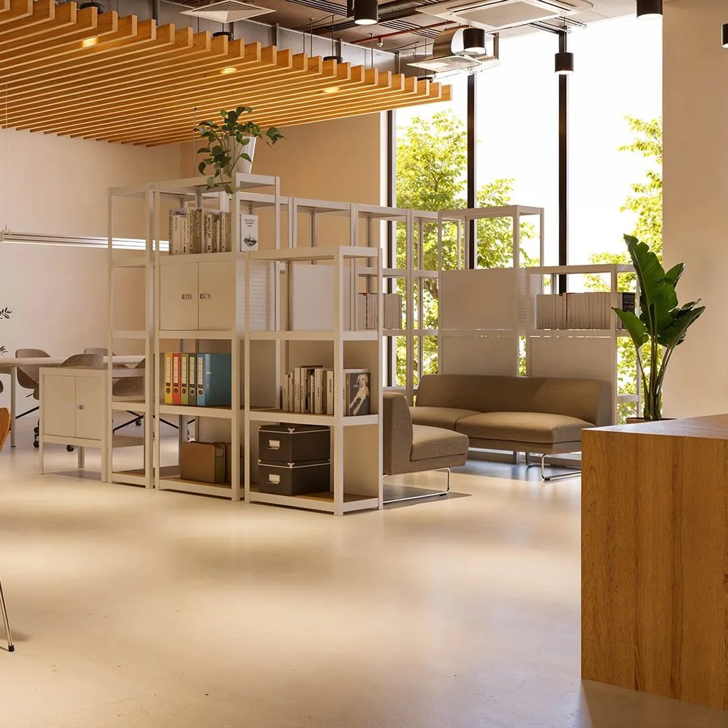 Policový regál kovový úzky biely výškovo nastaviteľný AR Style D-Carbon