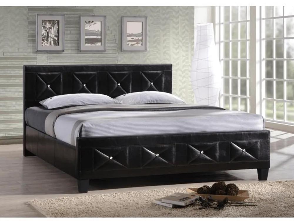 Tempo Kondela Manželská posteľ s roštom, ekokoža čierna, 160x200, CARISA