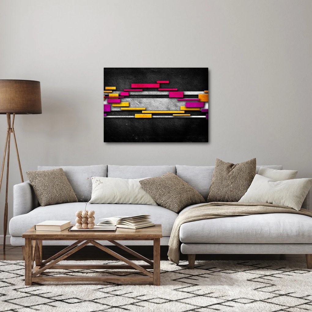 Obraz farebné abstrakcie na čiernom pozadí (70x50 cm)