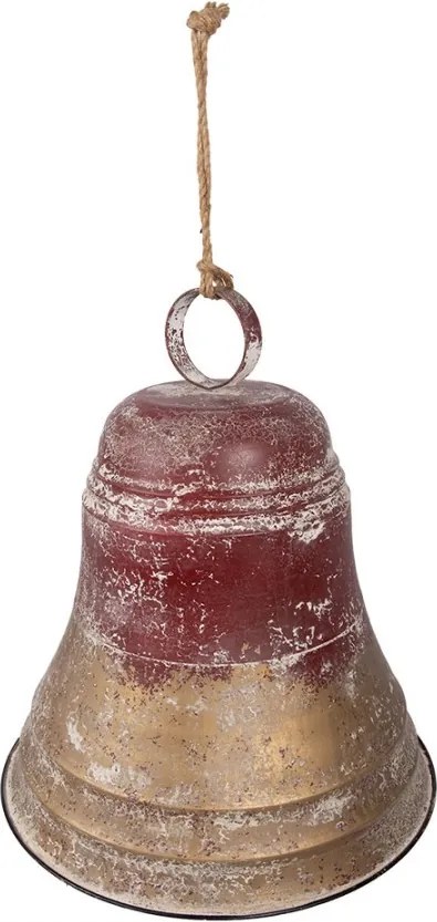 Obrovský koový červeno-zlarý závesný zvon Bell s rolničkou - Ø 52*56 cm