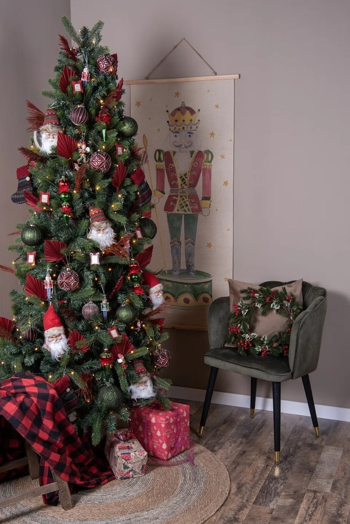 Béžová nástenná mapa Luskáčik v zeleno-červenom - 70*2*150 cm