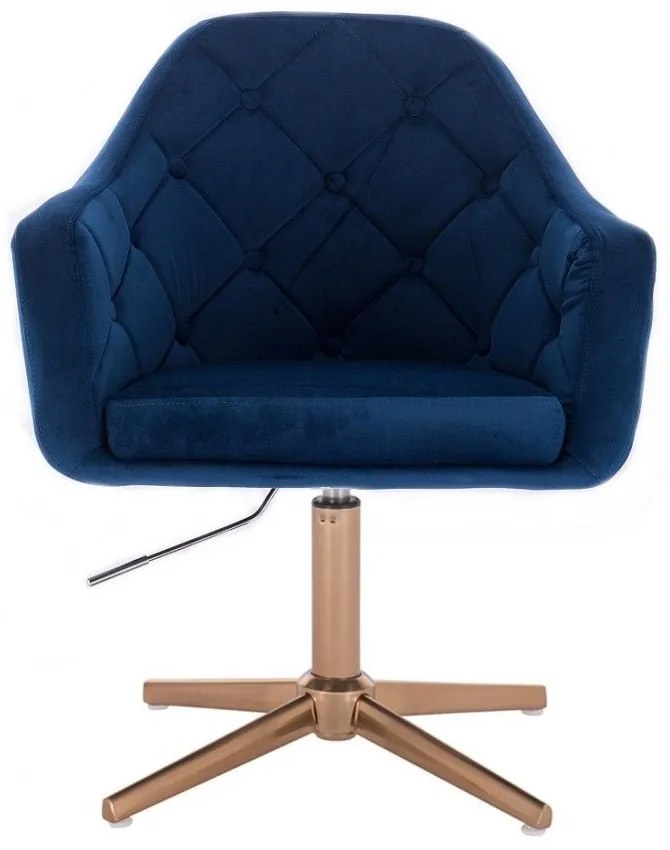 LuxuryForm DESIGN Kreslo ANDORA VELUR na zlatom kríži - modré