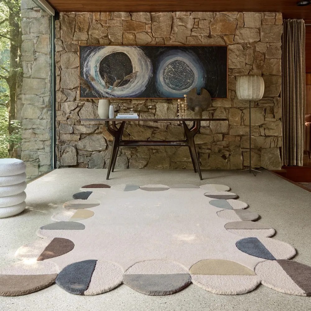 Sivobéžový ručne tkaný vlnený koberec 160x230 cm Mia Scallop Frame – Flair Rugs