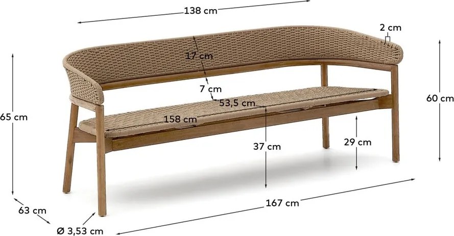 Záhradná pohovka z masívu akácie v béžovej a prírodnej farbe Arinella – Kave Home