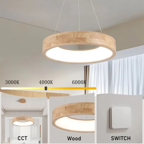 Brilagi - LED luster na lanku FALCON WOOD LED/30W/230V 3000/4000/6000K 45 cm drevo