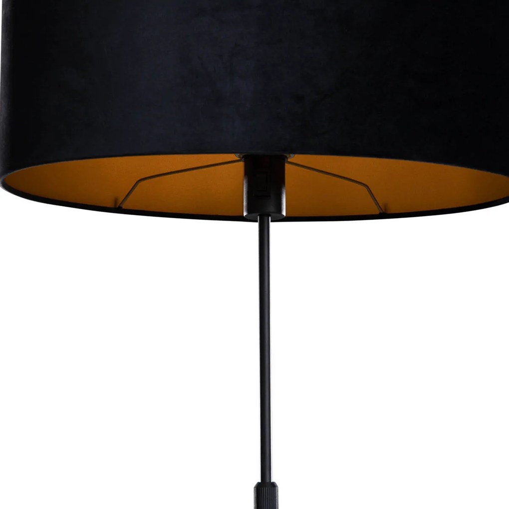 Stojacia lampa čierna s oválnym zamatovým tienidlom 50 cm - Parte