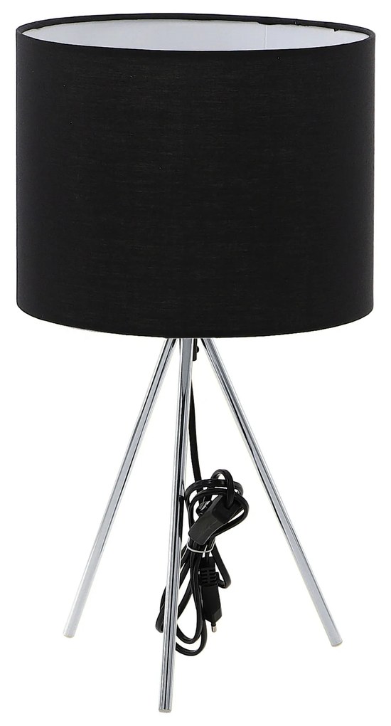 Dekorstudio Stolná lampa TRIPOD strieborná s čiernym tienidlom 46cm