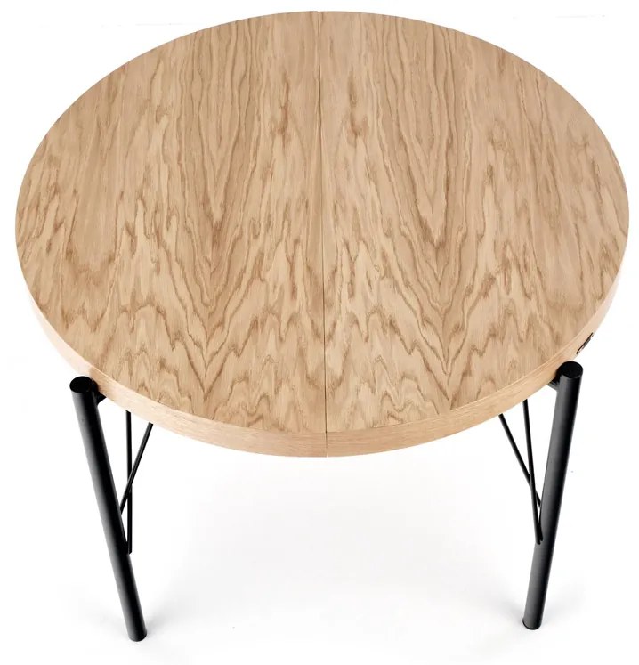 Okrúhly rozkladací jedálenský stôl Inferno - dub prírodný / čierna