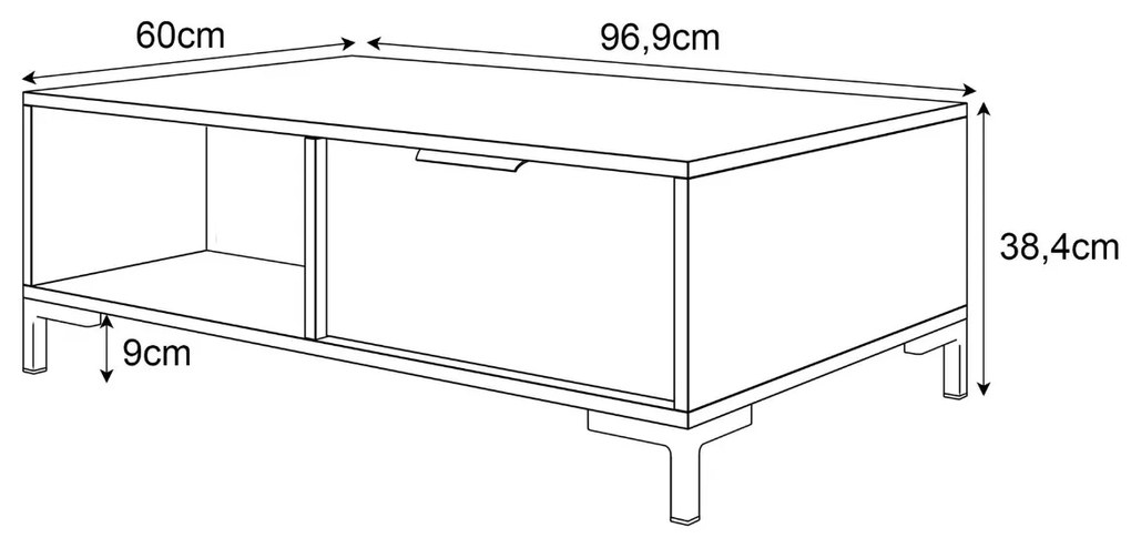 KONFERENČNÝ STOLÍK LOREEN TMAVOŠEDÝ + ZLATÝ NA NOŽIČKÁCH