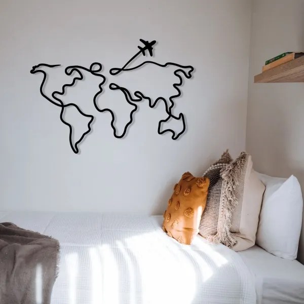 Nástenná dekorácia 60x42 cm mapa kov