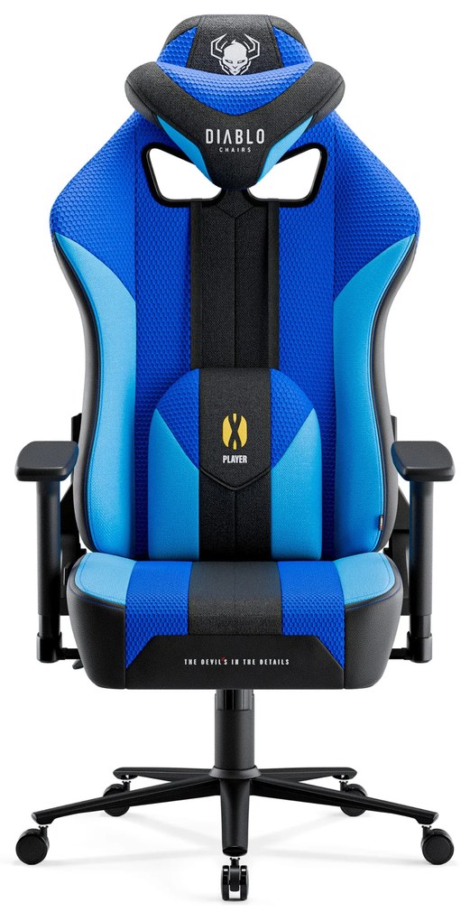 Herné kreslo s látkovým poťahom, veľkosť King Size, modrý-čierny: Diablo X-Player 2.0 Frost Black