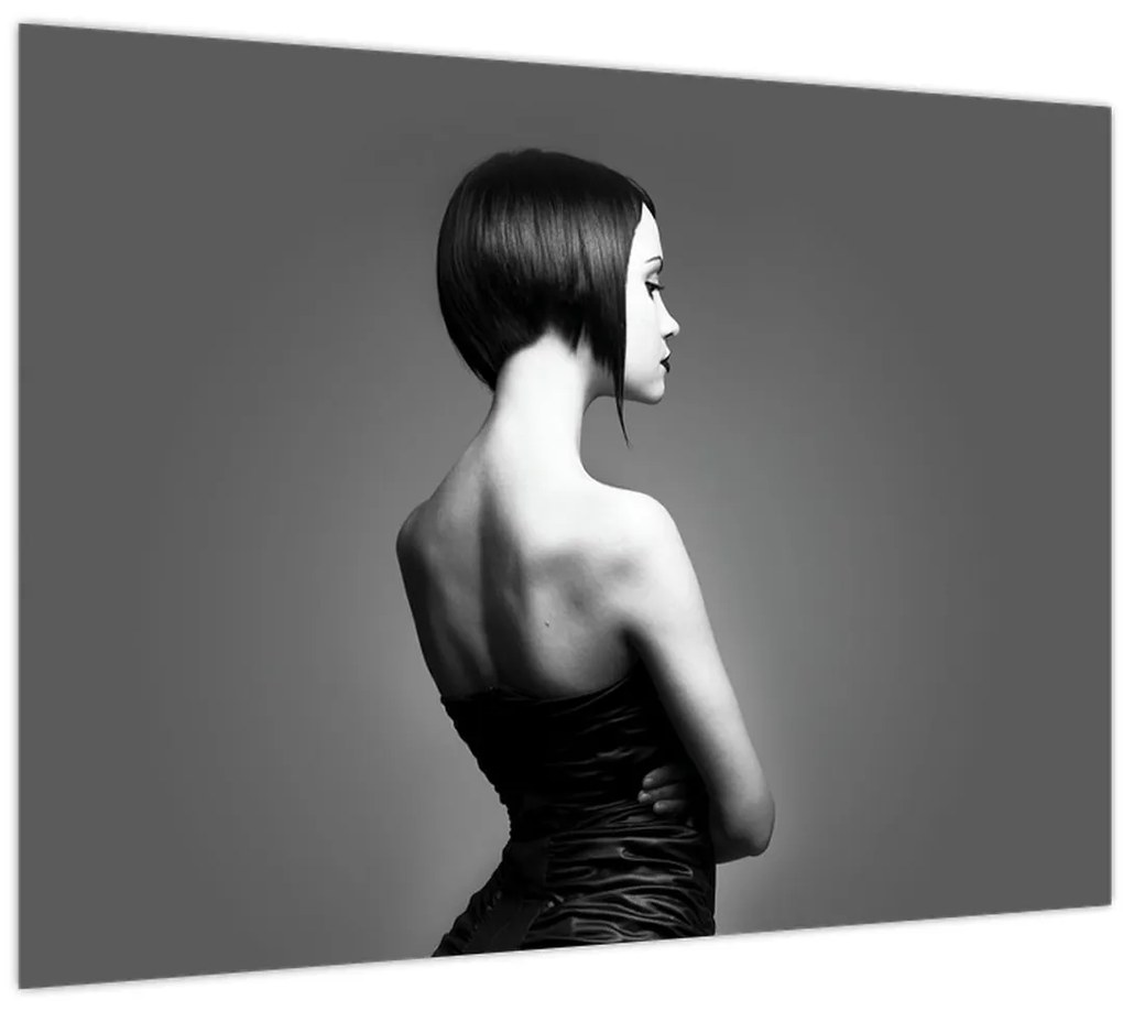 Sklenený obraz elegantnej ženy (70x50 cm)