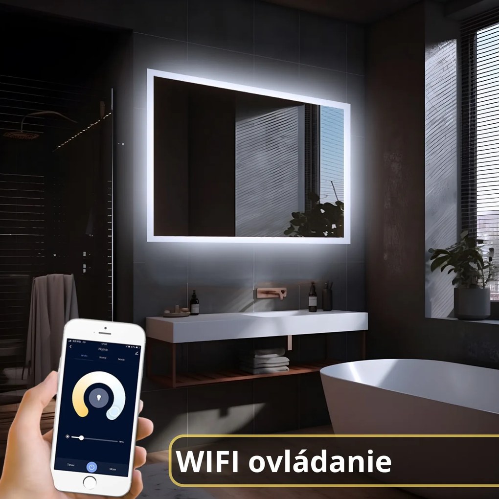 LED zrkadlo Classico 90x60cm studená biela - wifi aplikácia