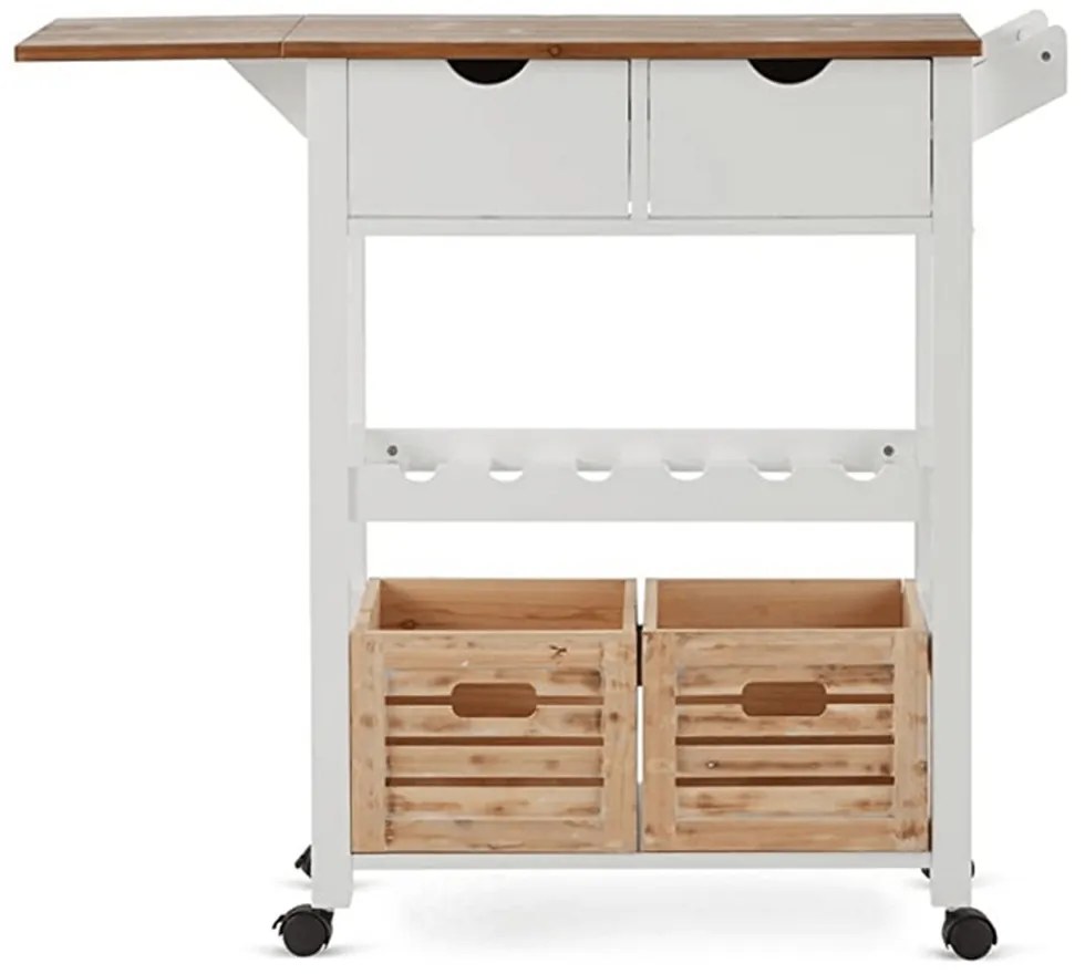 Servírovací stolík na kolieskach Passat - biela / prírodná