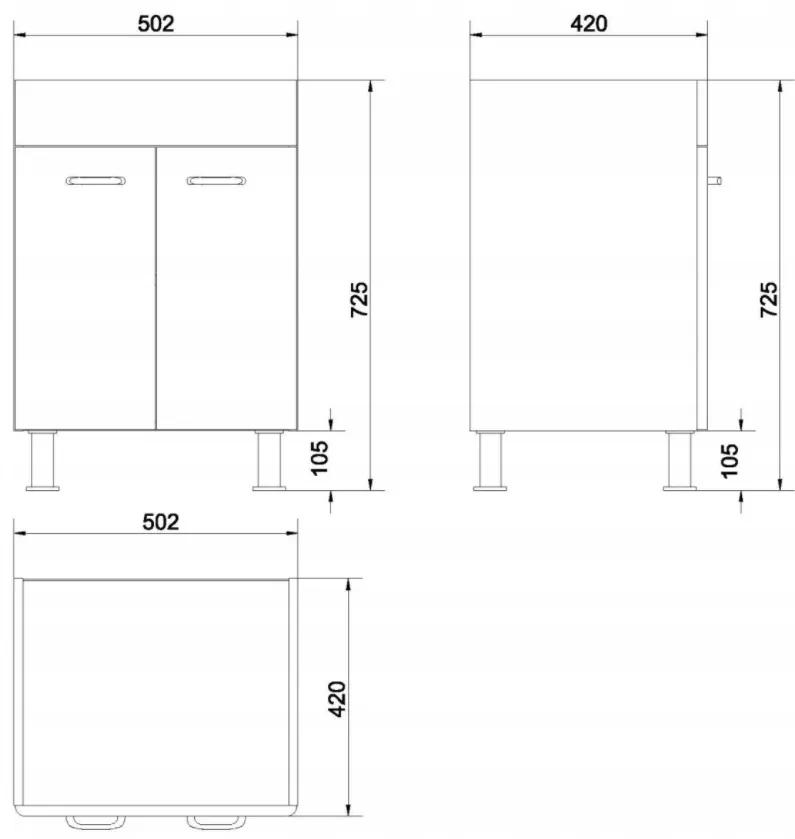 Stojatá skrinka Cersanit Alpina pre umývadlo Iryda, 60 cm, biela, S516-011-DSM