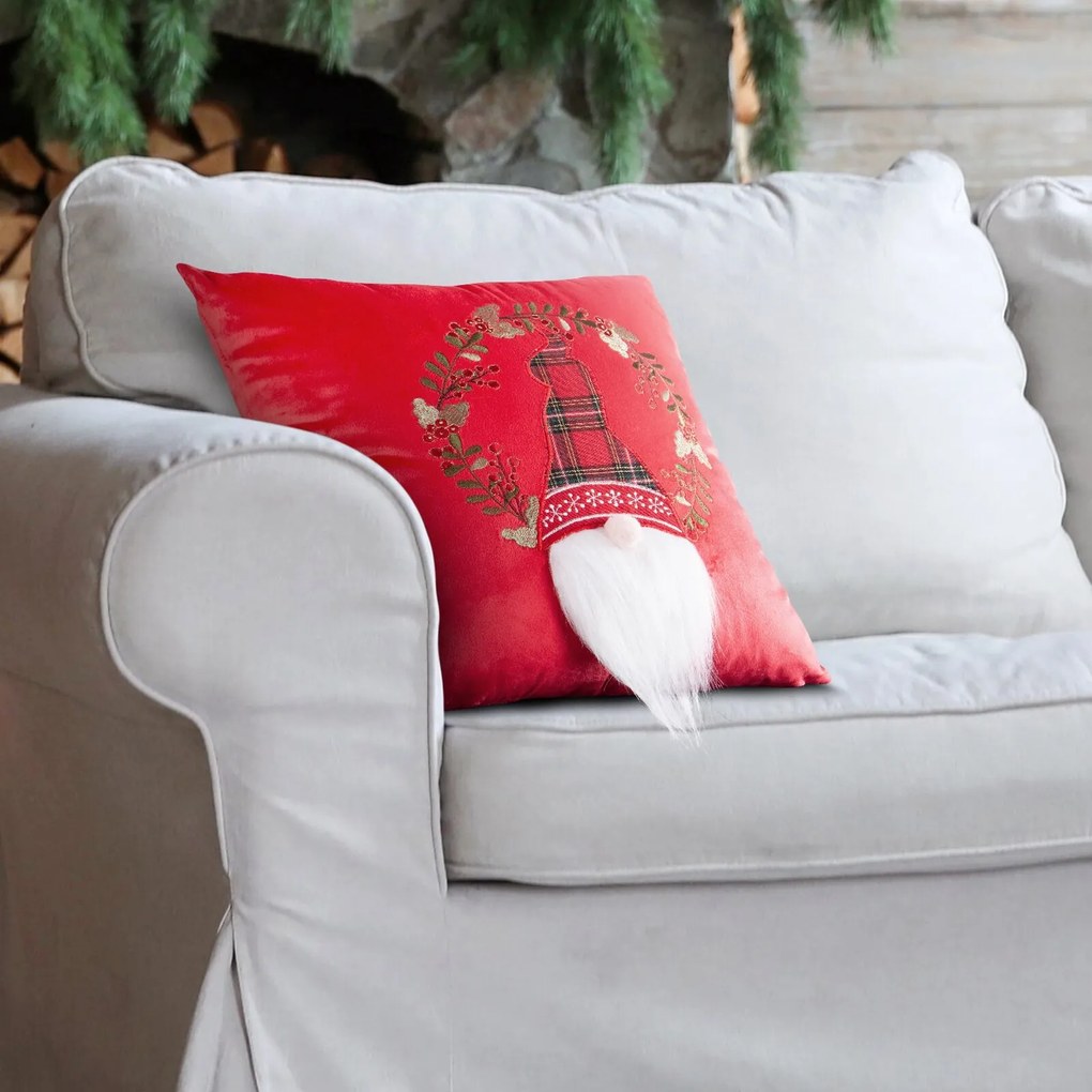 VIANOČNÁ DEKORAČNÁ OBLIEČKA NA VANKÚŠ WREATH 45X45 CM VZOROVANÁ