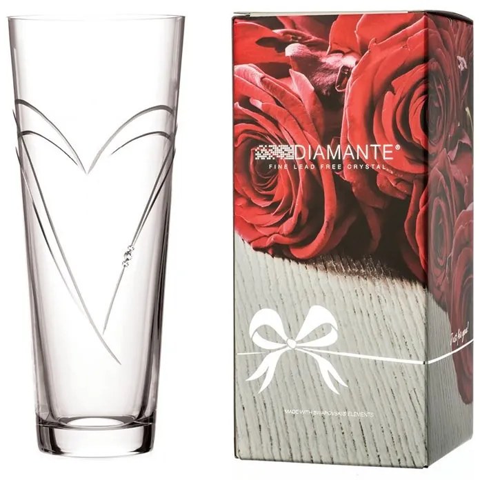 Diamante sklenená váza Hearts s kryštálmi Swarovski 30 cm