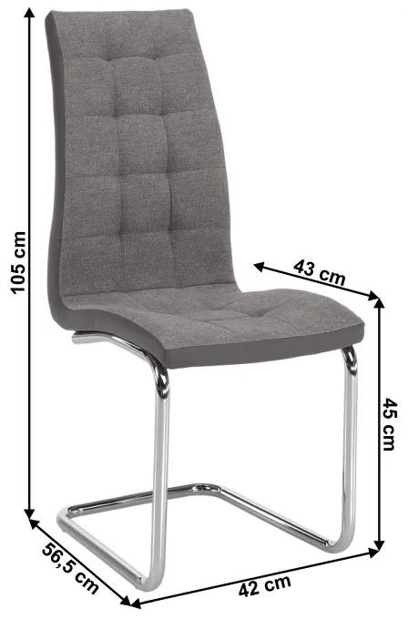 Kondela Jedálenská stolička, SALOMA NEW, svetlosivá látka/ekokoža sivá/chróm