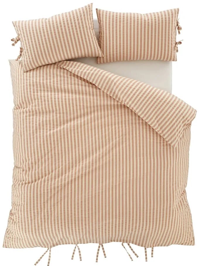 Obliečky v terakotovej farbe na dvojlôžko 200x200 cm Zanzibar Stripe – Pineapple Elephant