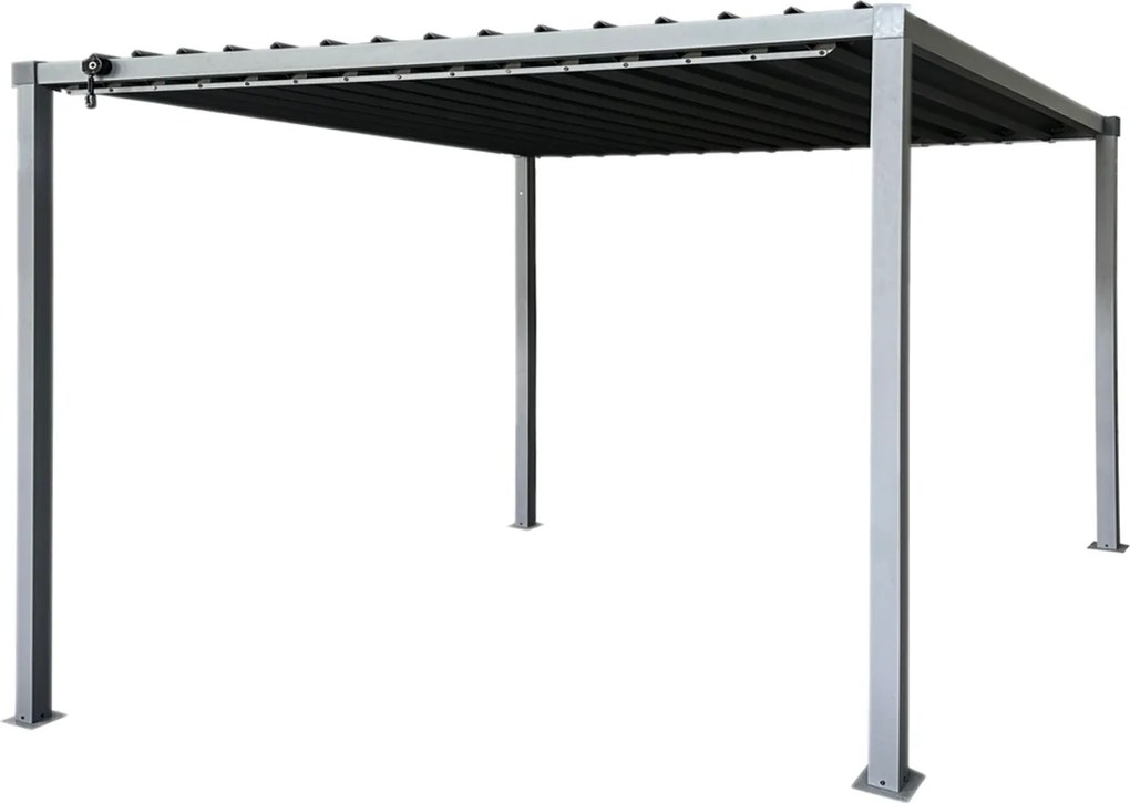 ZÁHRADNÁ PERGOLA S OCELOVOU STRECHOU 3 x 3 x 2,2 M ŠEDÁ *5122