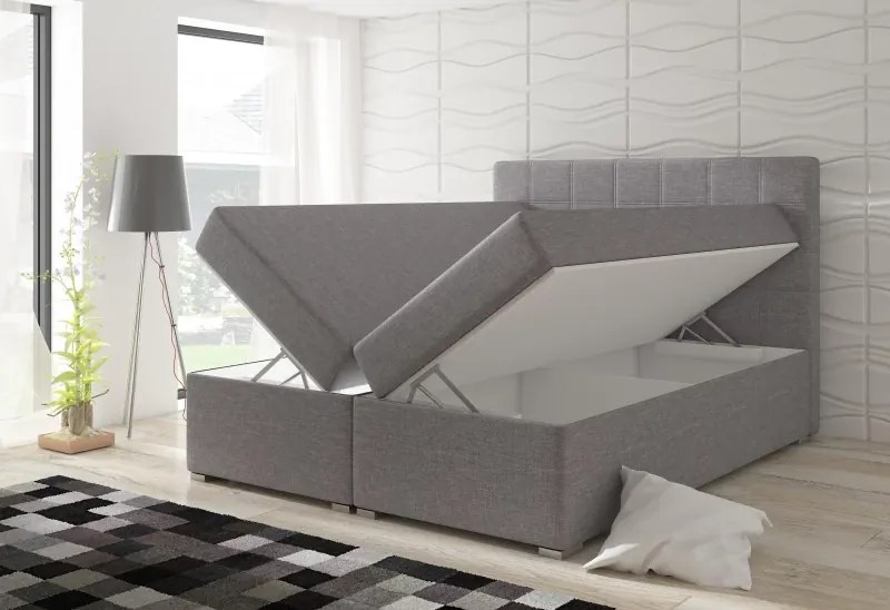 Posteľ Boxspring Boleria 200x180, šedá (látka - bb 01)