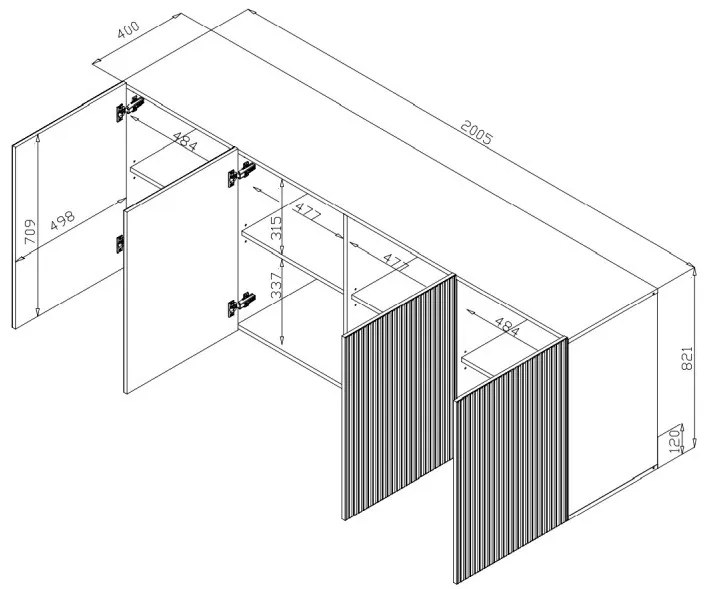 Komoda Pafos 200 cm bílá