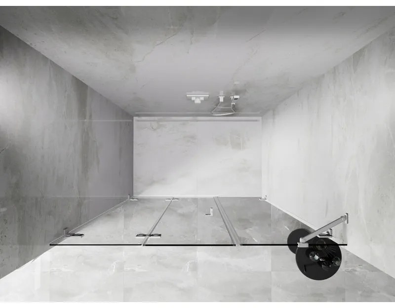 Mexen Lunar-F, skladacie ľavé sprchové dvere 125 cm, 8mm číre sklo, biely profil, 836S-125-050-20-00-L