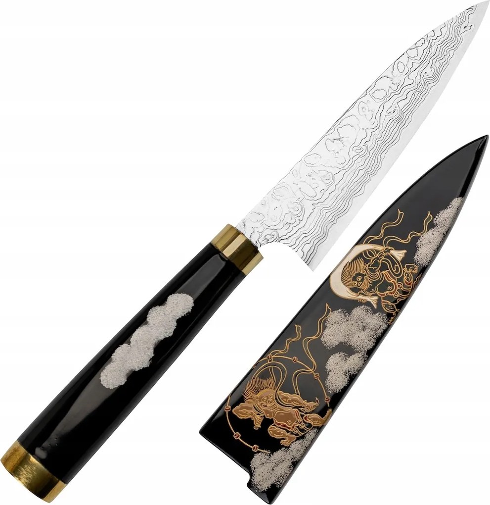 Takeshi Saji Art Fuji Raijin Kuty R-2 Japonský univerzálny nôž 13 cm a Saya