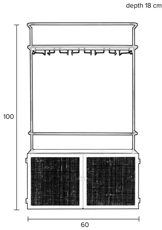Čierny ratanový regál na víno Guuji - White Label