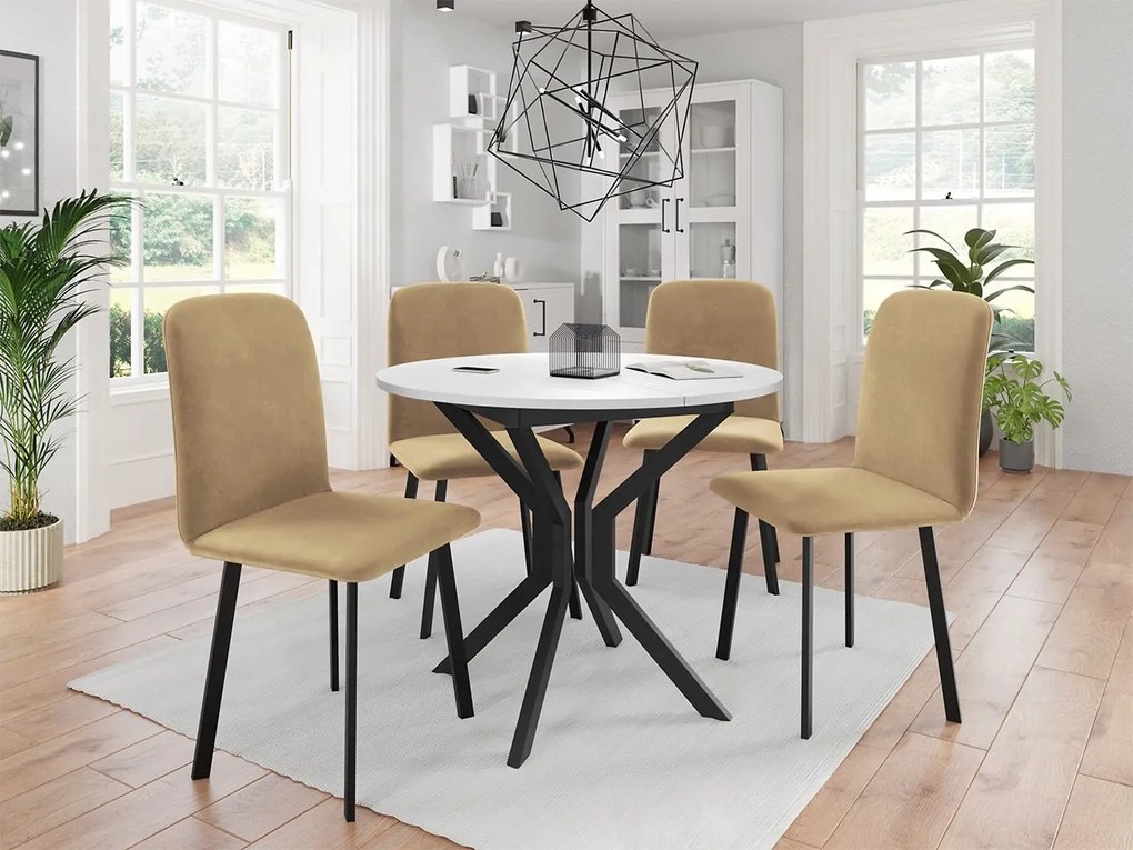 Jedálensky set so 4 stoličkami Kirtore M 90, Farby:: Amor Velvet 4311, Farby:: sivý mramor / čierna