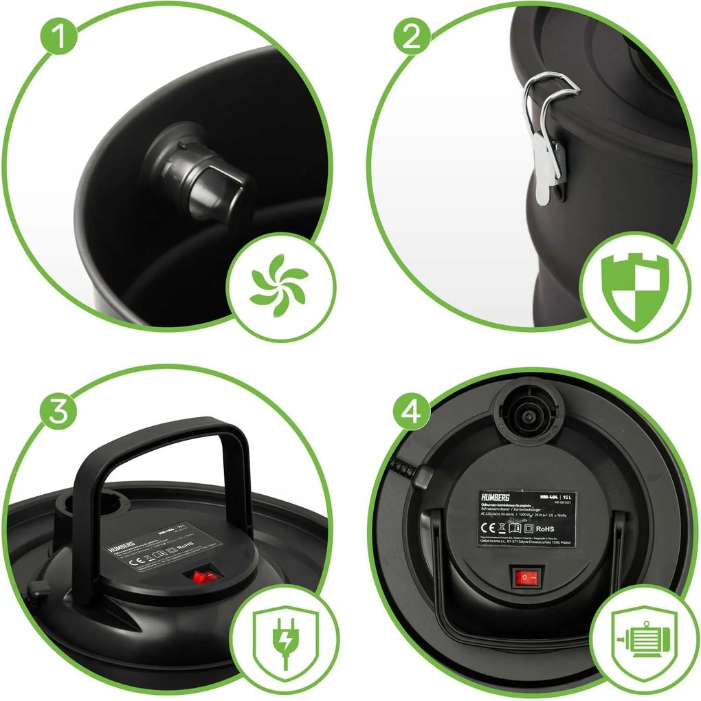 Humberg Vysávač popola z krbu 15L 1200W HM-404