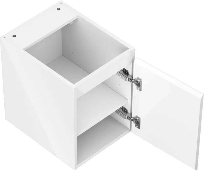 Mexen Orio, kúpeľňová skrinka 35 cm, 1 dvierka, biela lesklá, 91A11-03547-1-BF00