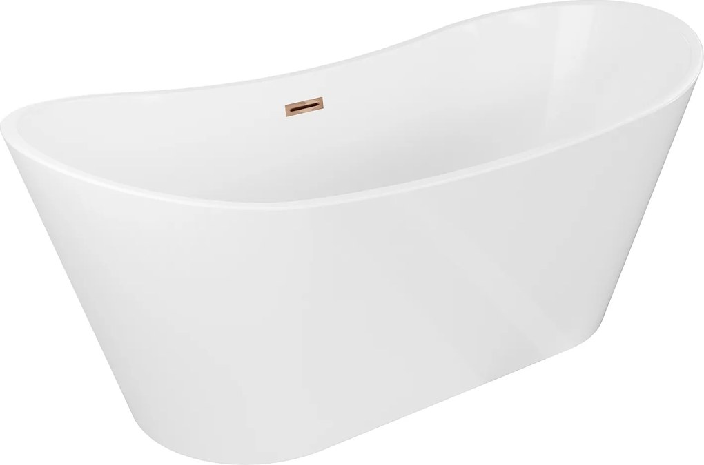 Mexen Montana voľne stojaca vaňa 180 x 90 cm, biela, odtok ružové zlato 5
