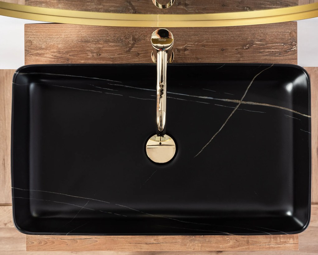 Rea Denis Black Stone umývadlo, 62 x 35 cm, čierna, REA-U6510