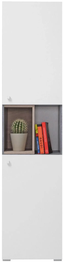 Regál Sigma 5, biela mat / betón