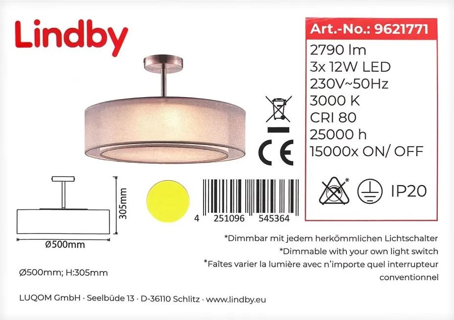 Lindby Lindby - LED Stmievateľný luster na tyči PIKKA 3xLED/12W/230V LW0112