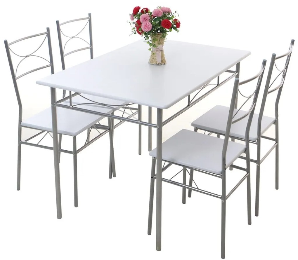 Jedálenská súprava PAUL, 5-dielna, zamatovo biela Jurhan