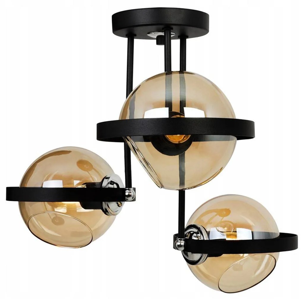 Stropné svietidlo Ring, 3x medové sklenené tienidlo, (výber z 3 farieb uchytenia)