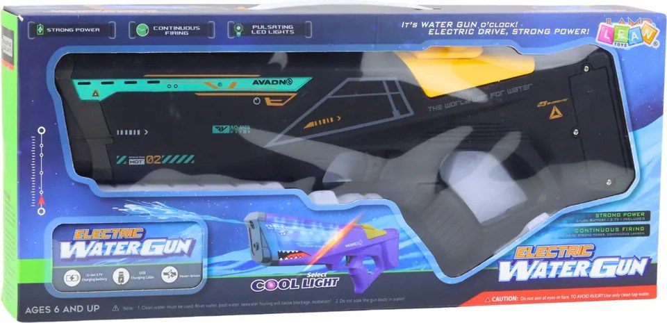 LEAN Toys Elektrická vodná pištoľ 550 ml Dosah 10 m Čierna