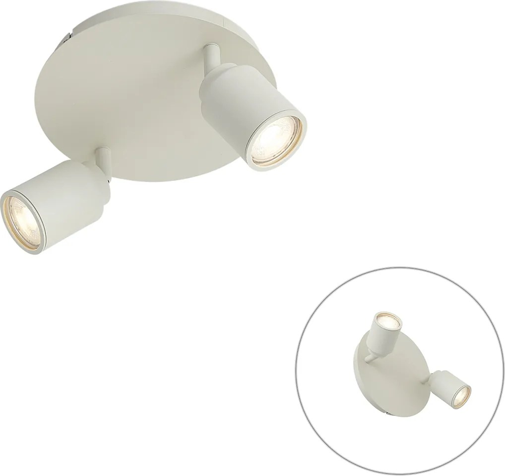 Moderné kúpeľňové bodové svietidlo béžové 2-svetlá IP44 - Ducha