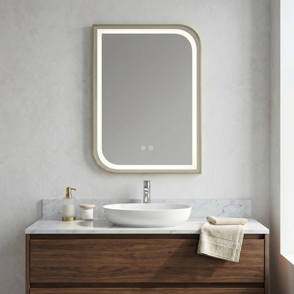 Rea Zone, LED zrkadlo, 60x80 cm, zlatá matná, HOM-00209